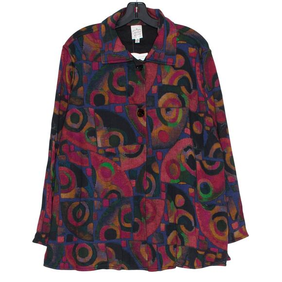 NWT Parsley & Sage Jacket Reversible Boho Abstract Colorful Retro Funky Artsy 1X - Picture 1 of 6